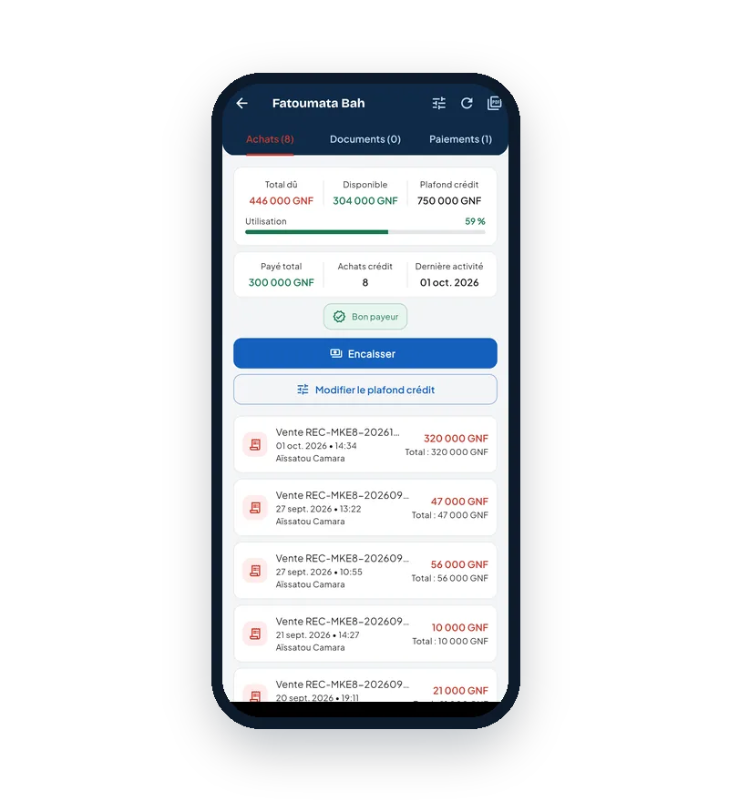 Fiche d'un client dans Neegui